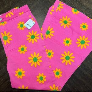 Free People Youthquake Floral Crop Jeans, Pink | Size 29 | NWT, Bell Bottoms